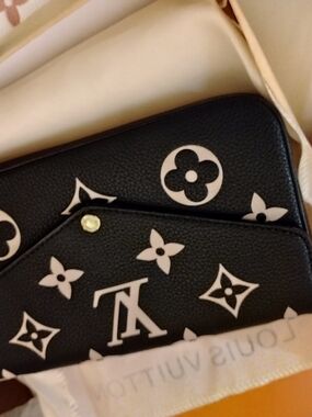 Black & White Monogram Zip Clutch